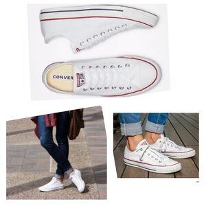 Chuck Taylor Unisex White Converse Low Top. Women’s size 6. Men’s size 8